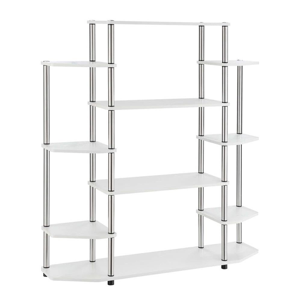 Convenience Concepts Designs2Go No Tools Wall Unit Bookshelf 47.25" - Contemporary Storage Shelves for Display, 10 Spacious Shelves for Modern Living Room, Office, Den, White