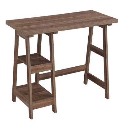 Convenience Concepts Designs2Go Trestle Desk 47" - Modern Desk or Vanity with Shelves, for Office, Dorm, Living Room, Cappuccino