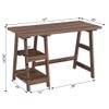 Convenience Concepts Designs2Go Trestle Desk 47" - Modern Desk or Vanity with Shelves, for Office, Dorm, Living Room, Cappuccino view 3