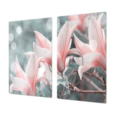 ENORMOUS Tempered GLASS Chopping Board - Induction Cooktop Cover  Glass Cutting Board SINGLE: 80 x 52 cm (31,5 x 20,47); DOUBLE: 40 x 52 cm (15,75 x 20,47); Flower series DD06A