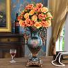 European-Style Retro Resin Large Flower Vases for Living Dining Room Table Centerpiece Bedroom Office Hotel Home Decoration Hand-Painted Tall Decorative Vase, Blue(16  40 22cm) view 3
