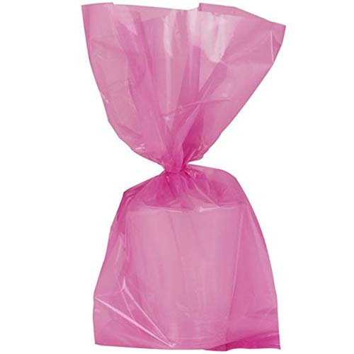 Shatchi HOT-PINK-CELLO-BAG-1PK 30 x Hot Pink Cello Cellophane Loot Ties Sweet Cockies Decorations Wedding Birthday Hen Party Favour Bags