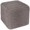 REDEARTH Cube Hand Knitted Pouf - Foot Stool Ottoman - Cord Boho Pouffe - Poof Accent Stuffed Table or Footrest for Living Room - Nursery - Bedroom - Patio - 100% Cotton (16" x 16" x 16") - Taupe view 1