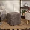 REDEARTH Cube Hand Knitted Pouf - Foot Stool Ottoman - Cord Boho Pouffe - Poof Accent Stuffed Table or Footrest for Living Room - Nursery - Bedroom - Patio - 100% Cotton (16" x 16" x 16") - Taupe view 2