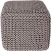 REDEARTH Cube Hand Knitted Pouf - Foot Stool Ottoman - Cord Boho Pouffe - Poof Accent Stuffed Table or Footrest for Living Room - Nursery - Bedroom - Patio - 100% Cotton (16" x 16" x 16") - Taupe view 4