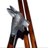 OLD MEMORIES GALLERY Vintage Wooden Walking Stick Cane Silver Fox Head Aluminum Handle view 1