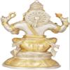 Exotic India Ganesha on Double Lotus Base - Brass Statue - Color Silver Gold Color view 3