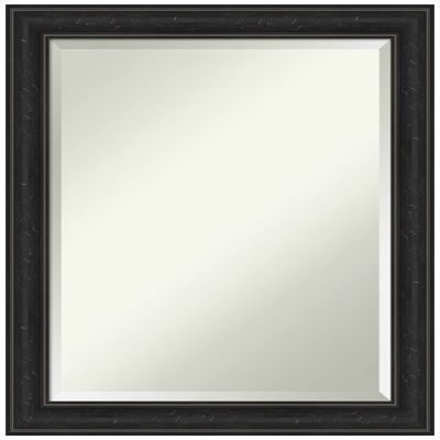 Amanti Art Black Bathroom Mirror for Over Sink, 28x22 Shipwreck Black Narrow Rectangle Vanity Mirror, Medium Country Rustic Frame, Hangs Horizonally and Vertically, Bathroom Wall Decor, Beveled Edge