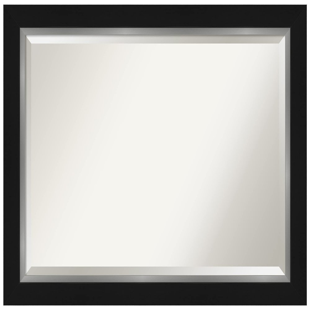 Amanti Art Black Bathroom Mirror for Over Sink, 29x41 Eva Black Silver Rectangle Vanity Mirror, Large Modern Frame, Hangs Horizonally and Vertically, Bathroom Wall Decor, Beveled Edge
