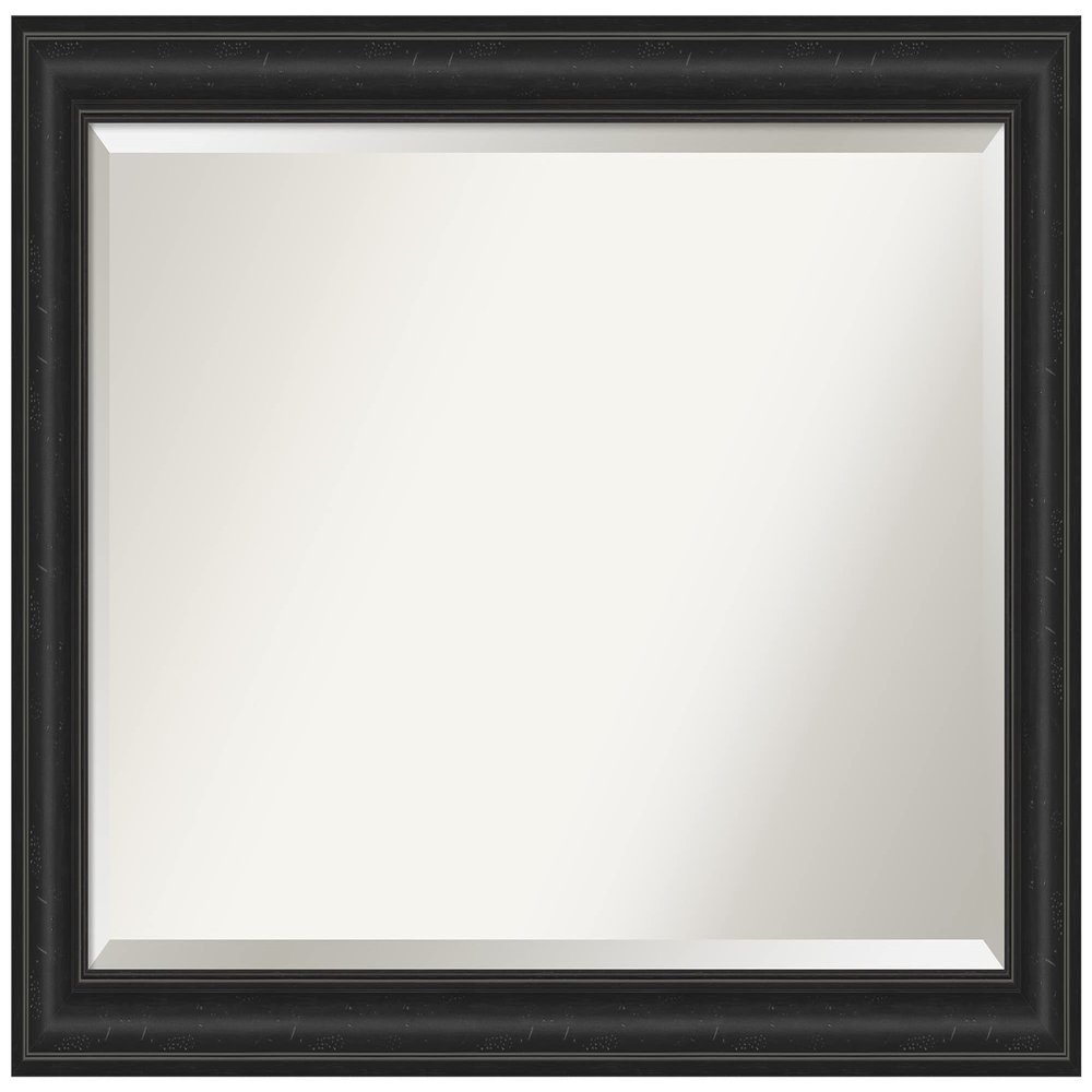 Amanti Art Black Bathroom Mirror for Over Sink, 29x41 Shipwreck Black Rectangle Vanity Mirror, Large Country Rustic Frame, Hangs Horizonally and Vertically, Bathroom Wall Decor, Beveled Edge