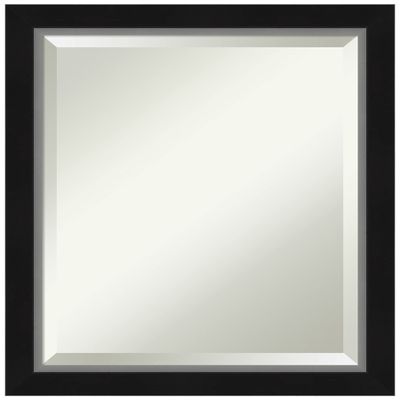 Amanti Art Black Bathroom Mirror for Over Sink, 23x19 Eva Black Silver Narrow Rectangle Vanity Mirror, Small Modern Frame, Hangs Horizonally and Vertically, Bathroom Wall Decor, Beveled Edge