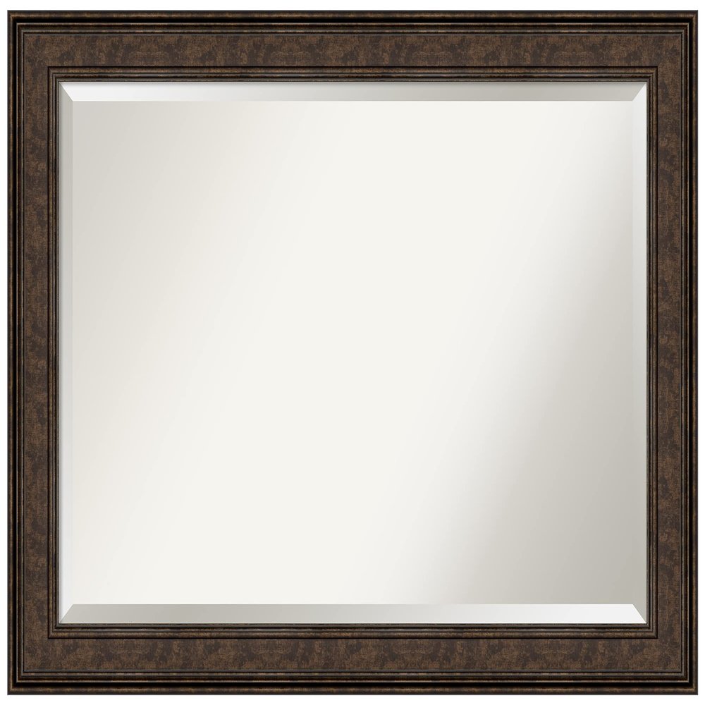Amanti Art Bronze Bathroom Mirror for Over Sink, 30x42 Ridge Bronze Rectangle Vanity Mirror, Large Traditional Frame, Hangs Horizonally and Vertically, Bathroom Wall Decor, Beveled Edge