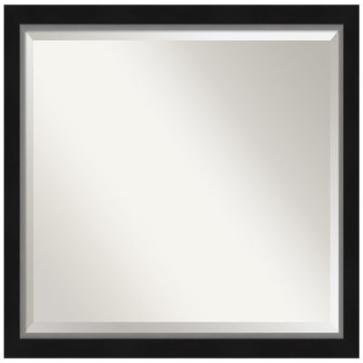 Amanti Art Black Bathroom Mirror for Over Sink, 25x31 Eva Black Silver Narrow Rectangle Vanity Mirror, Large Modern Frame, Hangs Horizonally and Vertically, Bathroom Wall Decor, Beveled Edge