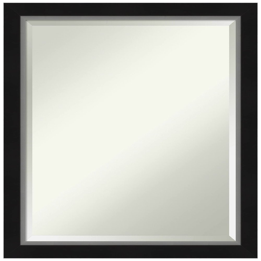 Amanti Art Black Bathroom Mirror for Over Sink, 27x21 Eva Black Silver Narrow Rectangle Vanity Mirror, Medium Modern Frame, Hangs Horizonally and Vertically, Bathroom Wall Decor, Beveled Edge