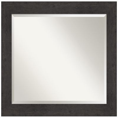 Amanti Art Brown Bathroom Mirror for Over Sink, 27x33 Rustic Plank Espresso Rectangle Vanity Mirror, Large Country Rustic Frame, Hangs Horizonally and Vertically, Bathroom Wall Decor, Beveled Edge