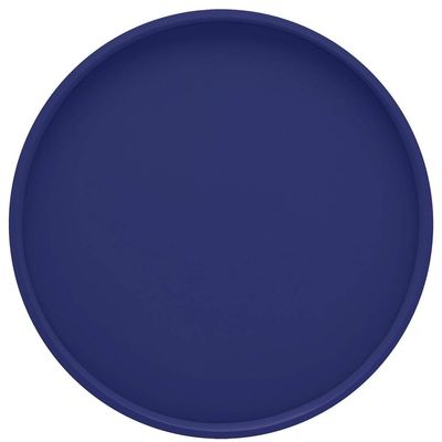 14 inch Casual Navy Blue Serving Tray Multipurpose All Season Solid Bold Color Vinyls Skid Resistant Surface Elegant Round Serving Tray