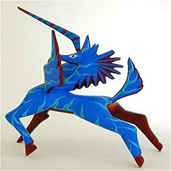 Alebrije  Unicorn Blue  Oaxacan Wood Carving 