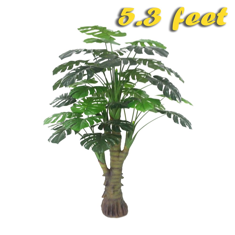 AMERIQUE Gorgeous & Unique Monstera Palm Tree Artificial Plant, Real Touch Technology, with UV Protection, Super Quality, 5.3 Feet, Green