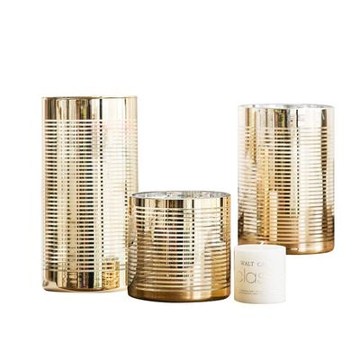 Annie life Creative Elegant Vintage Golden Windproof Glass Candle Holder,Birthday Wedding Atmosphere Decoration Vase,Ideal Gift for Festivities,Parties, Weddings and Aromatherapy (Size : S(1010CM))
