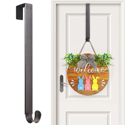 Myfolrena Wreath Hanger Adjustable Door Hanger Wreath Hanger for Front Door 15-24inch,Wreath Hook, Hold Up 20lb(Nickle,1 Pack)