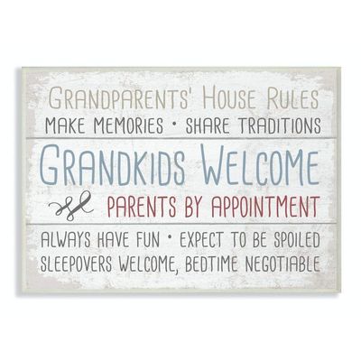 The Stupell Home Decor Collection Grandparents House Rules Type on Planks Wall Plaque Art, Mulit-Colored
