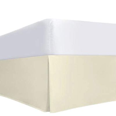 Ivory Full XL Size Luxury Tailored Bed Skirt - 10" Drop Pleated Bed Skirts Double Brushed Premium Microfiber - Bed Frame and Box Spring Cover - Easy Fit, Wrinkle, Fade, Stain Resistant Bedskirt