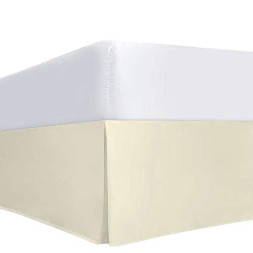 Ivory Full XL Size Luxury Tailored Bed Skirt - 10" Drop Pleated Bed Skirts Double Brushed Premium Microfiber - Bed Frame and Box Spring Cover - Easy Fit, Wrinkle, Fade, Stain Resistant Bedskirt
