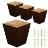 ComfortStyle Legs for Furniture, Sofa Ottoman and Chair 4" Wood Feet Replacement, Set of 4 Square Tapered Pyramid Feet (Walnut) view 1