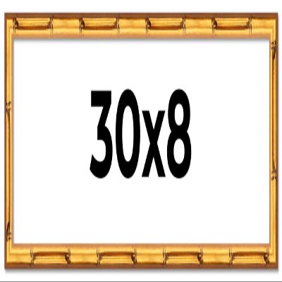 CountryArtHouse 30x8 Frame Gold Bamboo Solid Wood Picture Frame | Includes UV Acrylic Plexiglass, Acid Free Foam Backing Board and Hanging Hardware | 1 Inch Moulding Width