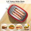 2 Slice Stainless Steel Toaster Retro with 6 Bread Shade Settings, Bagel, Cancel, Defrost Function, Extra Wide Slot, Removable Crumb Tray, Red view 4