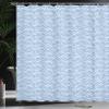 Ambesonne Fish Scale Shower Curtain, Traditional Wave Design Hand Drawn Style Watercolor Illustration, Cloth Fabric Bathroom Decor Set with Hooks, 69" W x 70" L, Navy Blue and White view 3