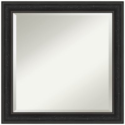 Amanti Art Black Bathroom Mirror for Over Sink, 24x24 Shipwreck Black Narrow Square Vanity Mirror, Medium Country Rustic Frame, Hangs Horizonally and Vertically, Bathroom Wall Decor, Beveled Edge