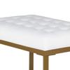 Benjara Metal Framed Bench with Button Tufted Velvet Upholstered Seat, White and Gold view 4