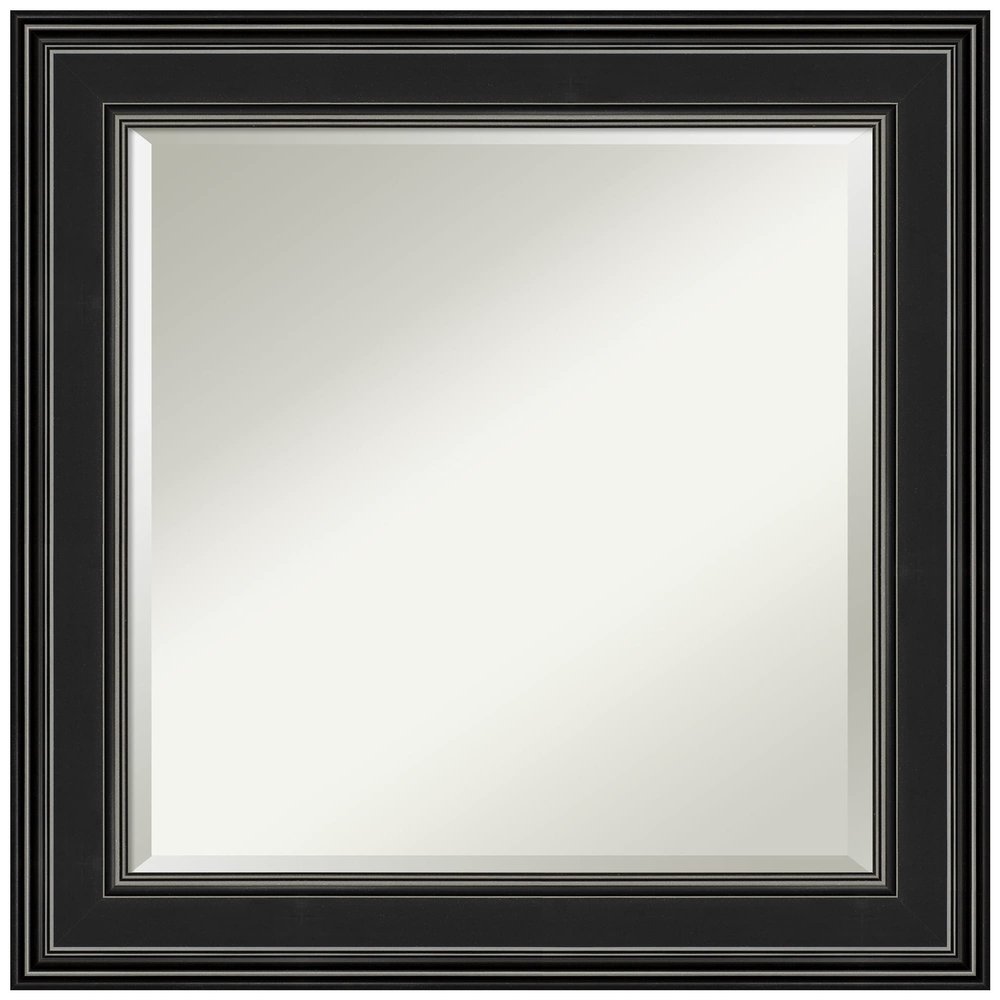Amanti Art Black Bathroom Mirror for Over Sink, 26x26 Ridge Black Square Vanity Mirror, Medium Traditional Frame, Hangs Horizonally and Vertically, Bathroom Wall Decor, Beveled Edge