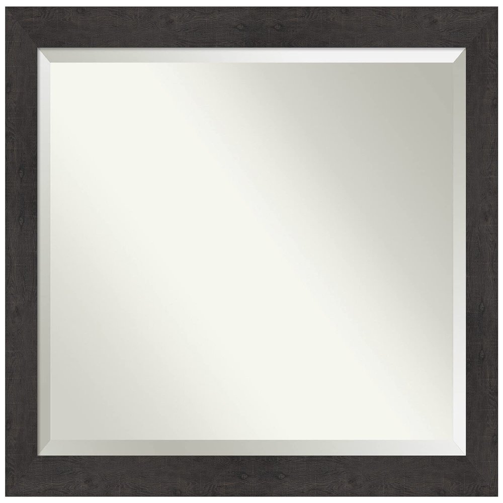 Amanti Art Brown Bathroom Mirror for Over Sink, 35x45 Rustic Plank Espresso Rectangle Vanity Mirror, X-Large Country Rustic Frame, Hangs Horizonally and Vertically, Bathroom Wall Decor, Beveled Edge
