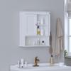 Spirich Bathroom Cabinet Wall Mounted with Doors, Wood Hanging Cabinet with Doors and Shelves Over The Toilet, Bathroom Wall Cabinet White view 2