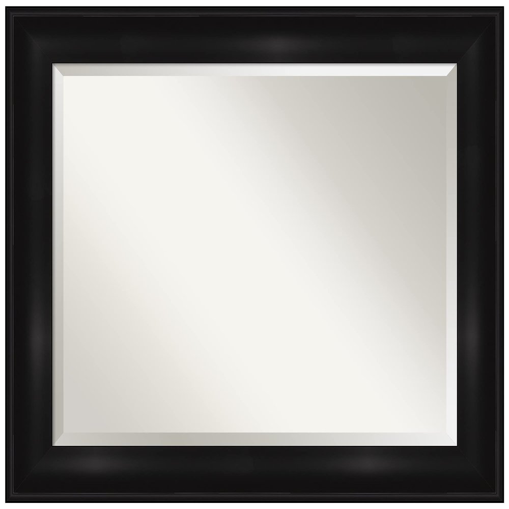 Amanti Art Black Bathroom Mirror for Over Sink, 28x34 Grand Black Rectangle Vanity Mirror, Large Casual Frame, Hangs Horizonally and Vertically, Bathroom Wall Decor, Beveled Edge