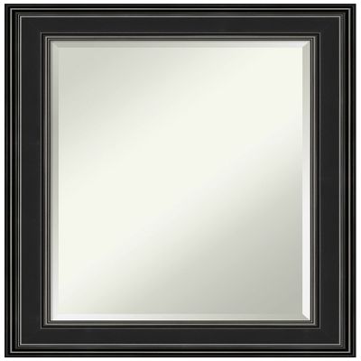 Amanti Art Black Bathroom Mirror for Over Sink, 30x24 Ridge Black Rectangle Vanity Mirror, Medium Traditional Frame, Hangs Horizonally and Vertically, Bathroom Wall Decor, Beveled Edge