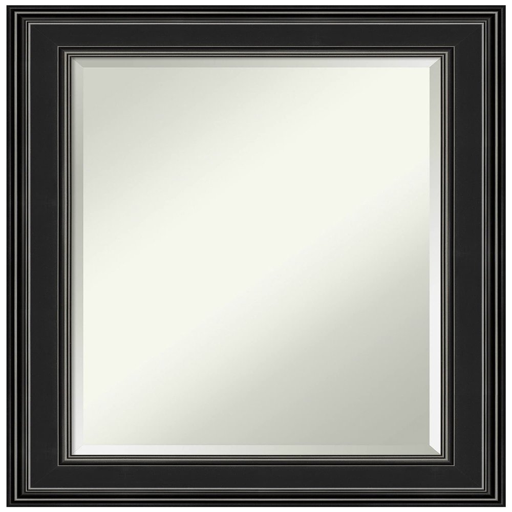 Amanti Art Black Bathroom Mirror for Over Sink, 30x24 Ridge Black Rectangle Vanity Mirror, Medium Traditional Frame, Hangs Horizonally and Vertically, Bathroom Wall Decor, Beveled Edge