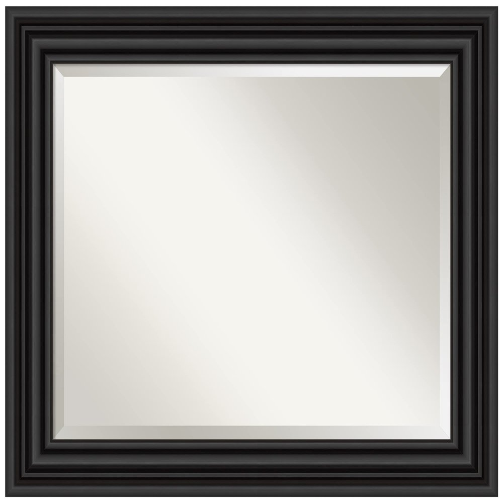 Amanti Art Black Bathroom Mirror for Over Sink, 28x34 Colonial Black Rectangle Vanity Mirror, Large Traditional Frame, Hangs Horizonally and Vertically, Bathroom Wall Decor, Beveled Edge