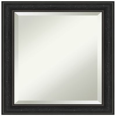 Amanti Art Black Bathroom Mirror for Over Sink, 24x20 Shipwreck Black Narrow Rectangle Vanity Mirror, Small Country Rustic Frame, Hangs Horizonally and Vertically, Bathroom Wall Decor, Beveled Edge