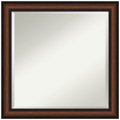 Amanti Art Brown Bathroom Mirror for Over Sink, 23x23 Yale Walnut Square Vanity Mirror, Medium Traditional Frame, Hangs Horizonally and Vertically, Bathroom Wall Decor, Beveled Edge