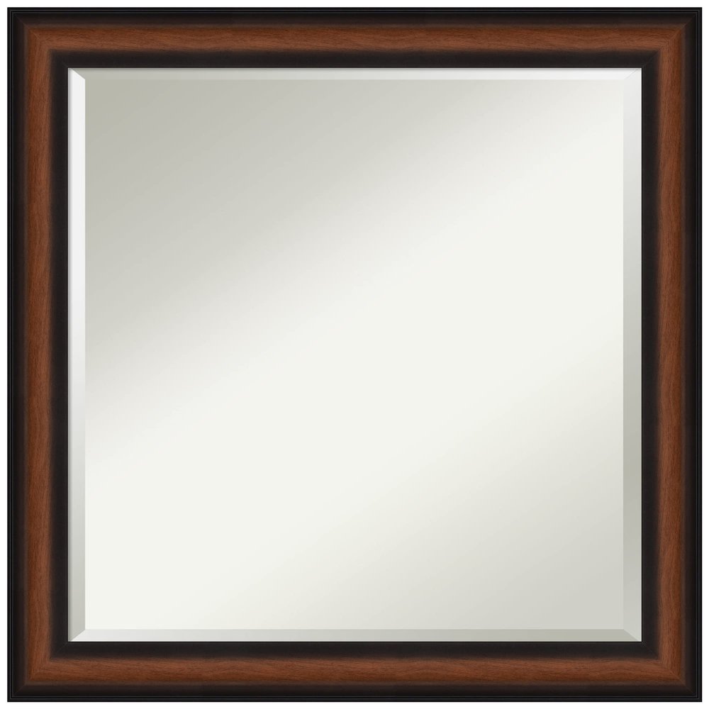 Amanti Art Brown Bathroom Mirror for Over Sink, 23x23 Yale Walnut Square Vanity Mirror, Medium Traditional Frame, Hangs Horizonally and Vertically, Bathroom Wall Decor, Beveled Edge