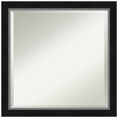 Amanti Art Black Bathroom Mirror for Over Sink, 23x23 Eva Black Silver Narrow Square Vanity Mirror, Medium Modern Frame, Hangs Horizonally and Vertically, Bathroom Wall Decor, Beveled Edge