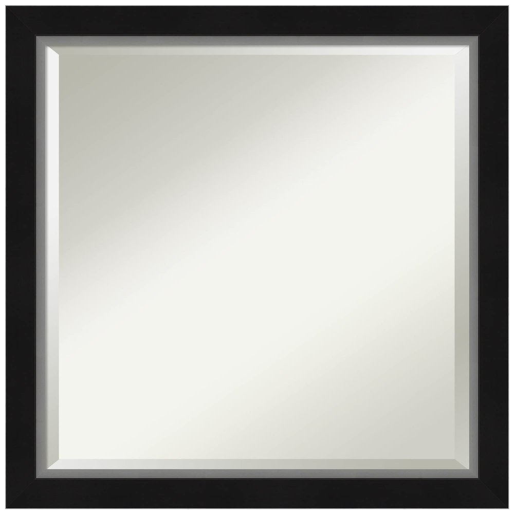 Amanti Art Black Bathroom Mirror for Over Sink, 23x23 Eva Black Silver Narrow Square Vanity Mirror, Medium Modern Frame, Hangs Horizonally and Vertically, Bathroom Wall Decor, Beveled Edge