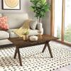 Adore Decor Lukas Mid-Century Modern Coffee Table, Wooden Living Room Furniture, Rectangle Tabletop with Cross-Stretcher Trestle Base, Walnut Brown view 2