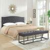 24KF Upholstered Tufted Button Linen Fabric Headboard,Comfortable Fashional Headboard King/CA King Size,Dark Gray view 4