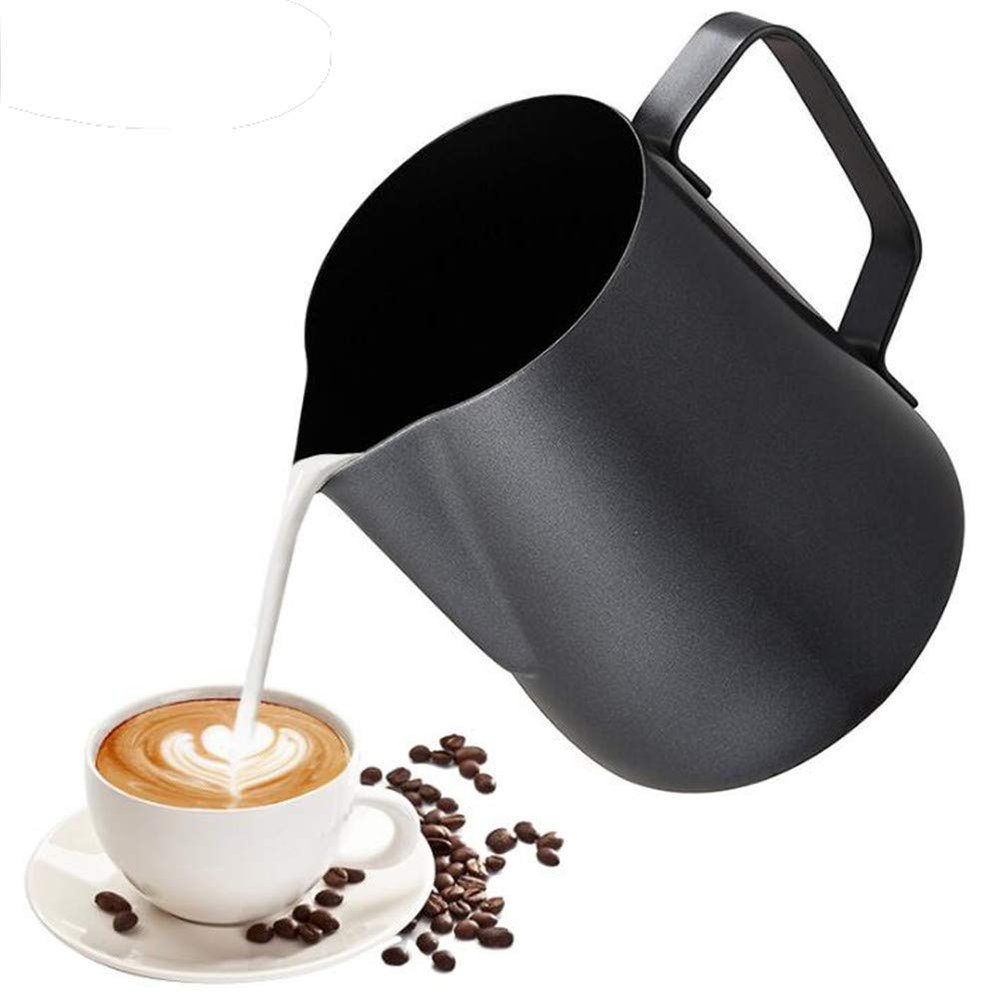 100ml Milk Pitcher, Non-stick Stainless Steel Milk Frothing Jug, Milk Frothing Pitcher,Barista Coffee Cup, Espresso Coffee Pitcher,Cream Milk Jug for Making Latte Coffee Art - Black