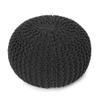 REDEARTH Round Pouf Foot Stool Ottoman - Cotton Hand Knitted Dori Pouffe - Cord Boho Home Dcor - Stuffed Cable Poof for Living Room - Bedroom (19.5"x19.5"x14") - Dark Gray view 1