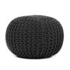 REDEARTH Round Pouf Foot Stool Ottoman - Cotton Hand Knitted Dori Pouffe - Cord Boho Home Dcor - Stuffed Cable Poof for Living Room - Bedroom (19.5"x19.5"x14") - Dark Gray view 4